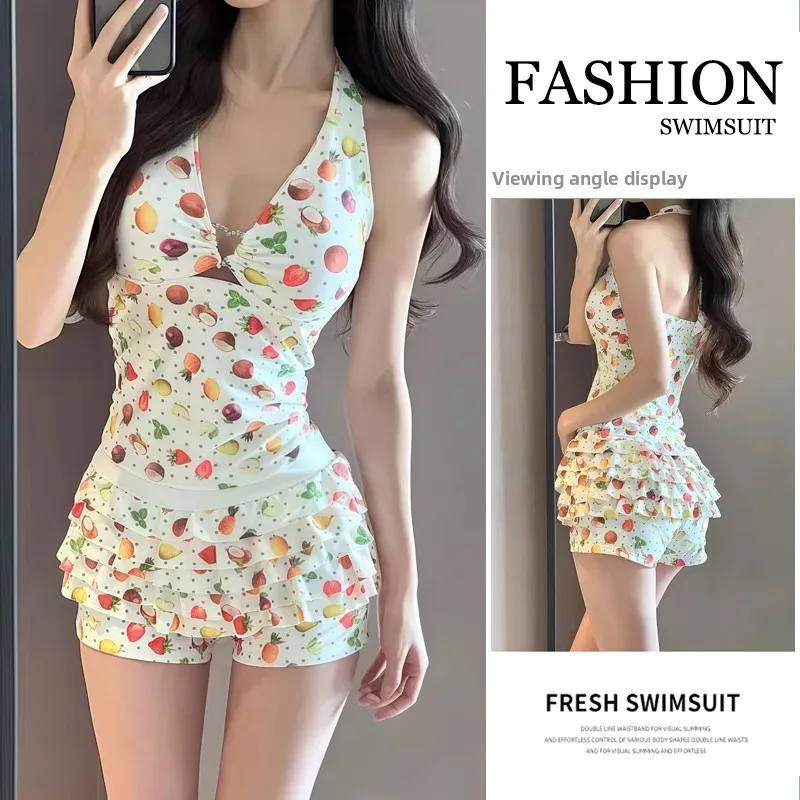 Conjunto de Bikini para mujer, traje térmico para vacaciones en la playa, adelgazante, estilo puro deseo, diseño de falda separada, novedad de 2025