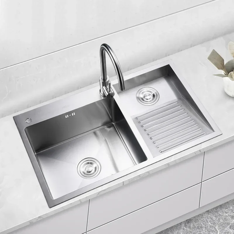 Stainless steel laundry pool sink with washboard integrated large handmade single slot thickened undercounter basin