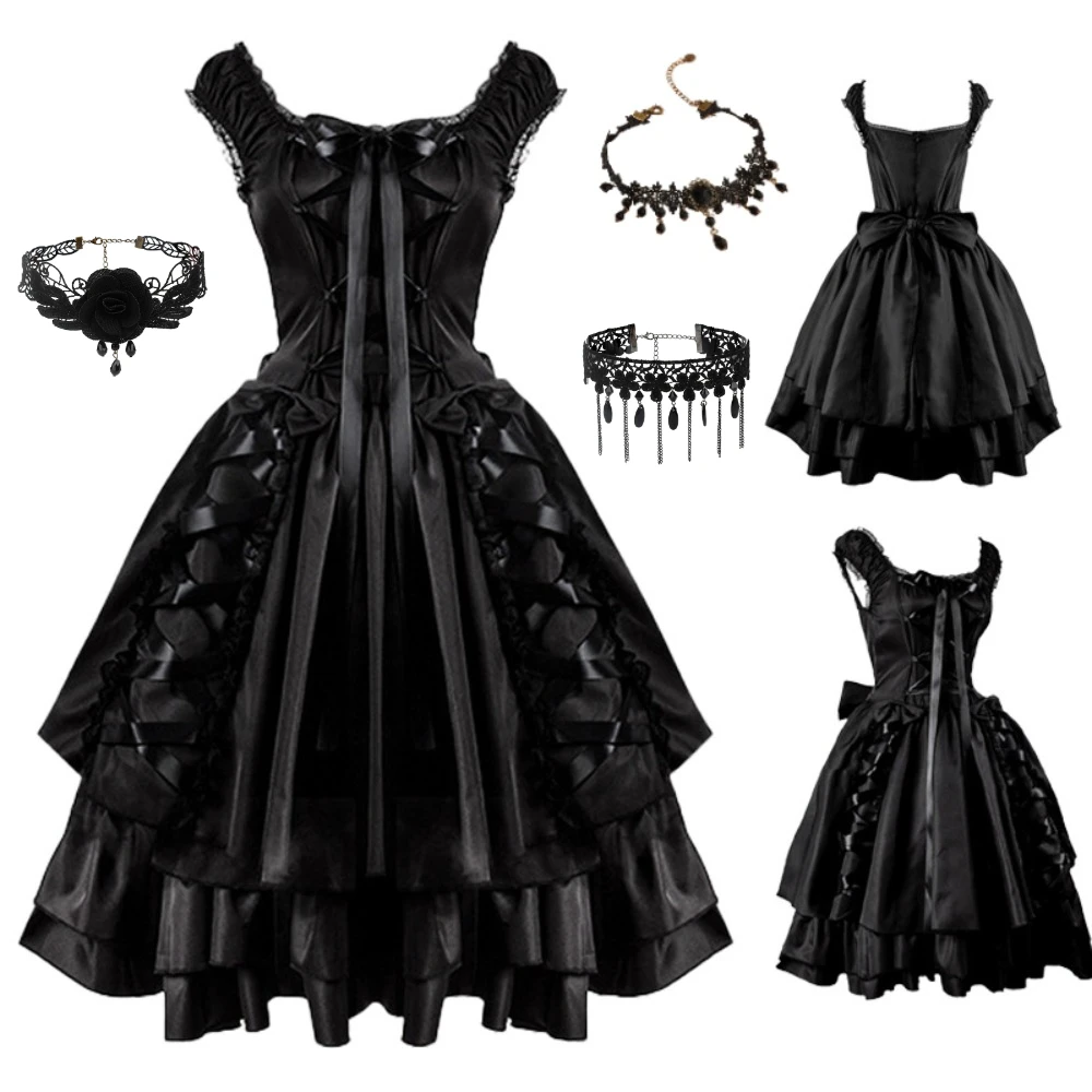 

Medieval Gothic Retro Dress Cosplay Costume Victorian Punk Black Lolita Suit for Women Halloween Carnival Party Clothes Roleplay