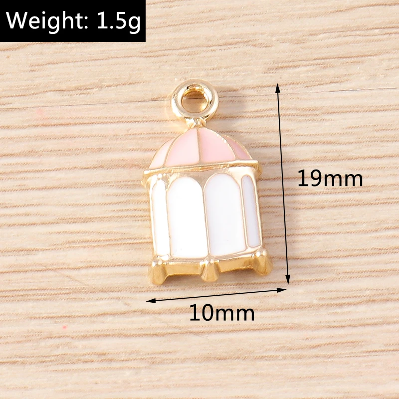 10pcs 10x19mm Cute Enamel Birdcage Charms Pendants for Jewelry Making Drop Earrings Necklace DIY Handmade Crafts Accessories