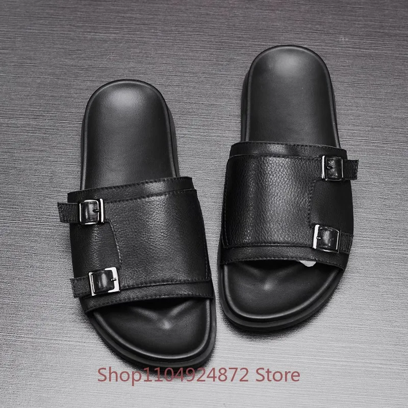 

Men's Slippers Summer Breathable Flat Sole Trendy Beach Shoes Men's Sandals Outdoor Open Toe Casual Sport Slippers Male
