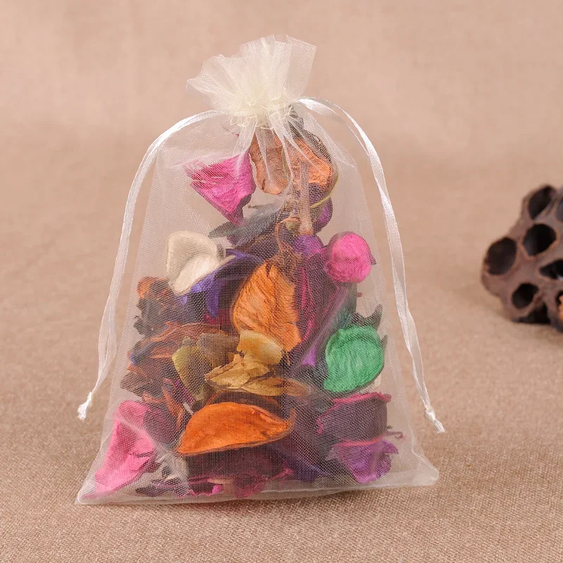 7x9 50 Stück Elegante Transparente Organza-Geschenktüten mit Kordelzug für Kosmetik, Parfüm, Bastelarbeiten und Kleine Geschenkverpackungen – Detail 5