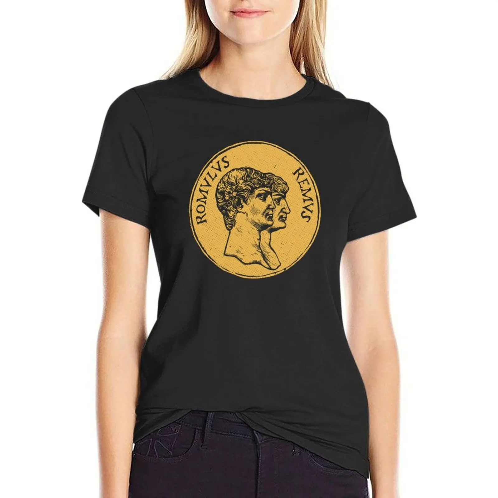 

Romulus Et Remus Coin T-Shirt hippie clothes anime clothes vintage clothes graphics designer Women luxury