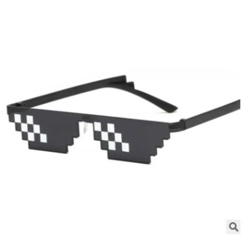 Thug Life Mosaic Glasses Sunglasses for Mens Womens 8 Bit Coding Pixel Trendy Cool Super Party Funny Vintage Shades Eyewear 2022