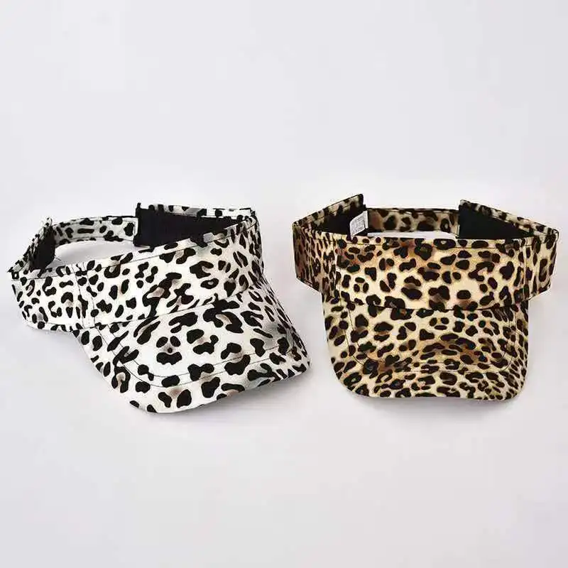 Outdoor leopard print visor cap, sports beach sun hat, women's baseball cap, baseball cap, trendy sun protection hat.