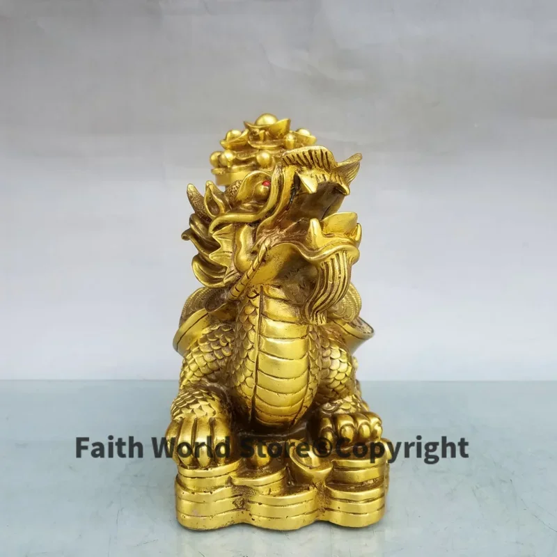 Asia HOME SHOP Company FENG SHUI Mascot exorcise evil spirits Dragon turtle bring wealth money Good luck brass Sculpture statue