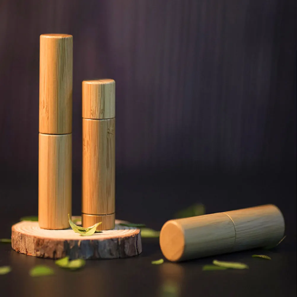 

3Pcs Bamboo Empty Lipstick Tubes DIY Holders Compact Portable Lip Color Storage Containers for Travel and Gift