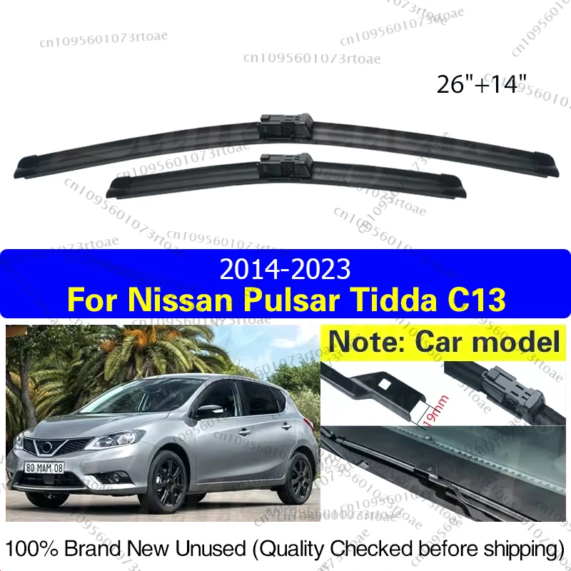 

Car Wiper For Nissan Pulsar Tidda C13 2014 - 2023 Europe Front Wiper Blades Windshield Windscreen Clean Window Rain Brush 26"14"