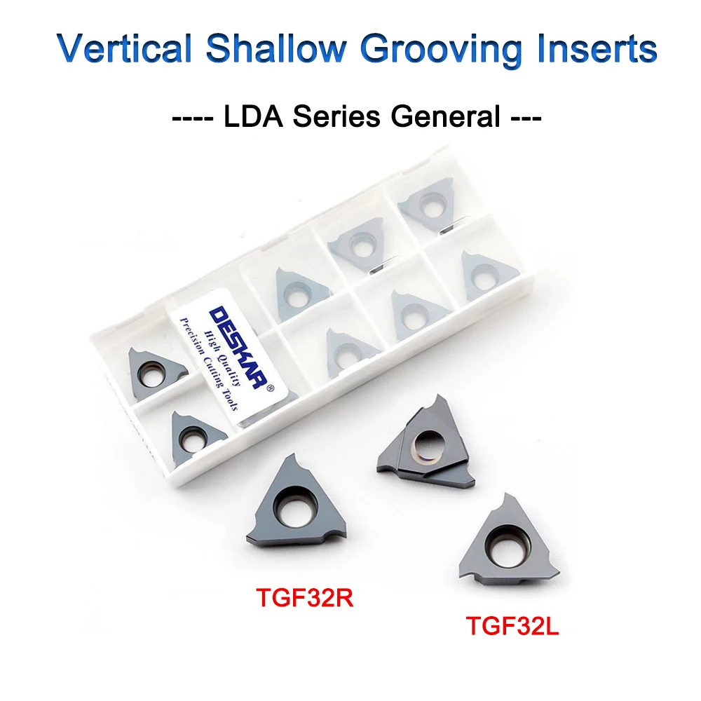 DESKAR TGF32R TGF32L 100 110 150 200 300LDA Carbide Grooving Insert Shallow Groove Vertical Circlip Slot CNC Lathe Turning Tool