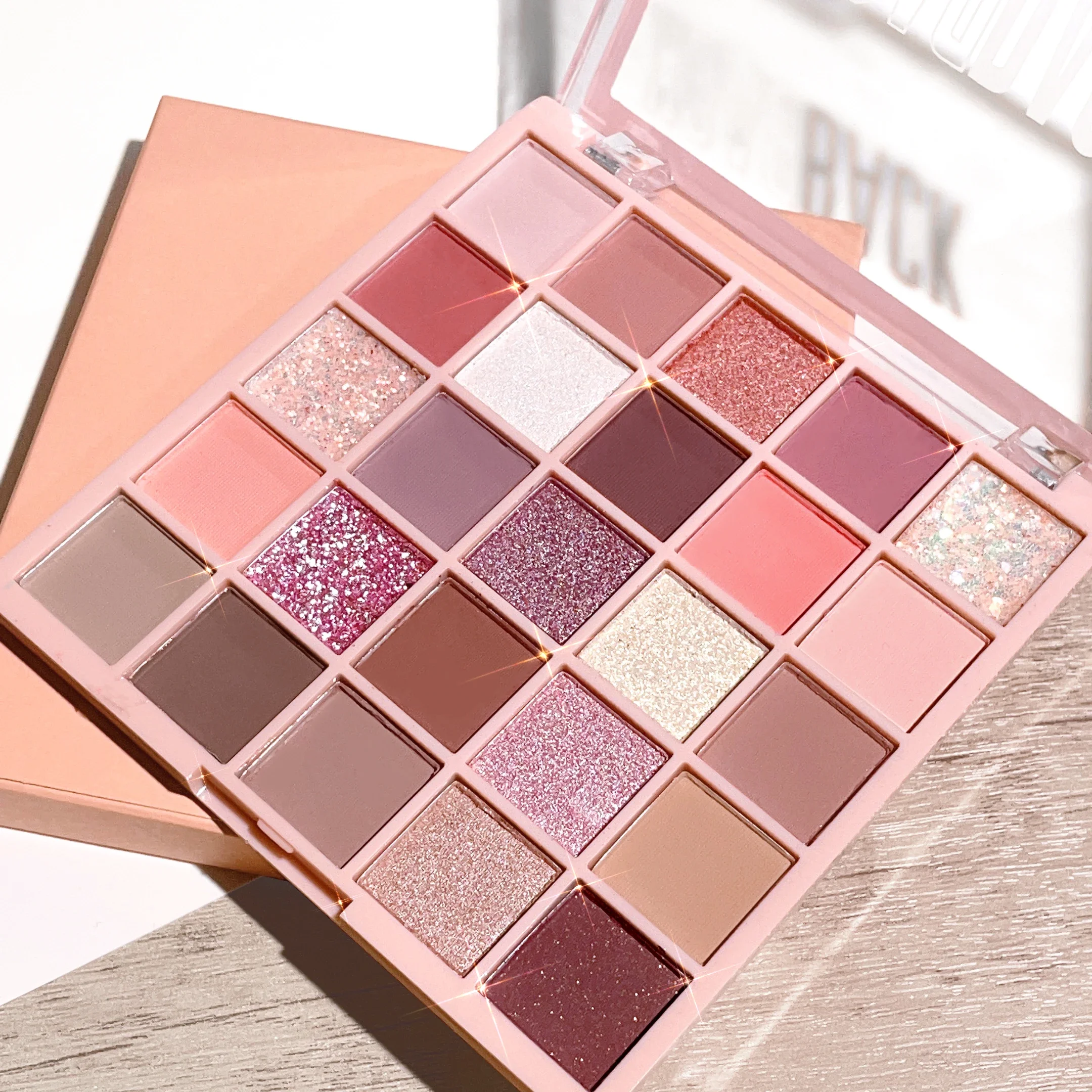 

25-color eye shadow tray, oatmeal milk tea tray, sparkling powder, pearl sequins, gentle orange brown, affordable eye shadow Eye