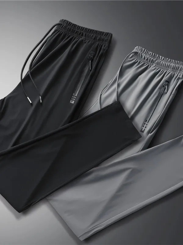 

Ice Silk Pants Men's Summer Ultra-Thin Qui-Dry Sports Casual Versatile Long Straight Large Size Breathable Air Conditioning...