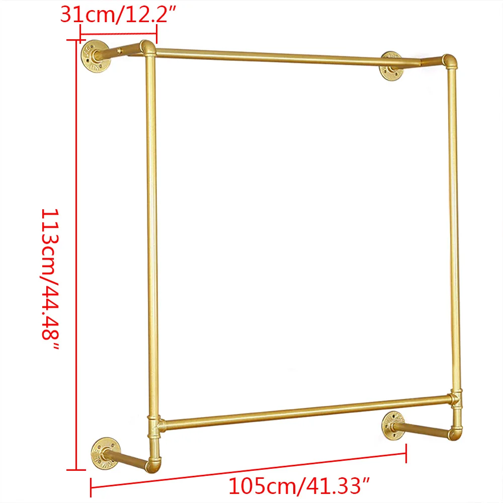 Imagem -02 - Iron Pipe Wall Mounted Cabide Cremalheira de Roupas Organizador do Armário