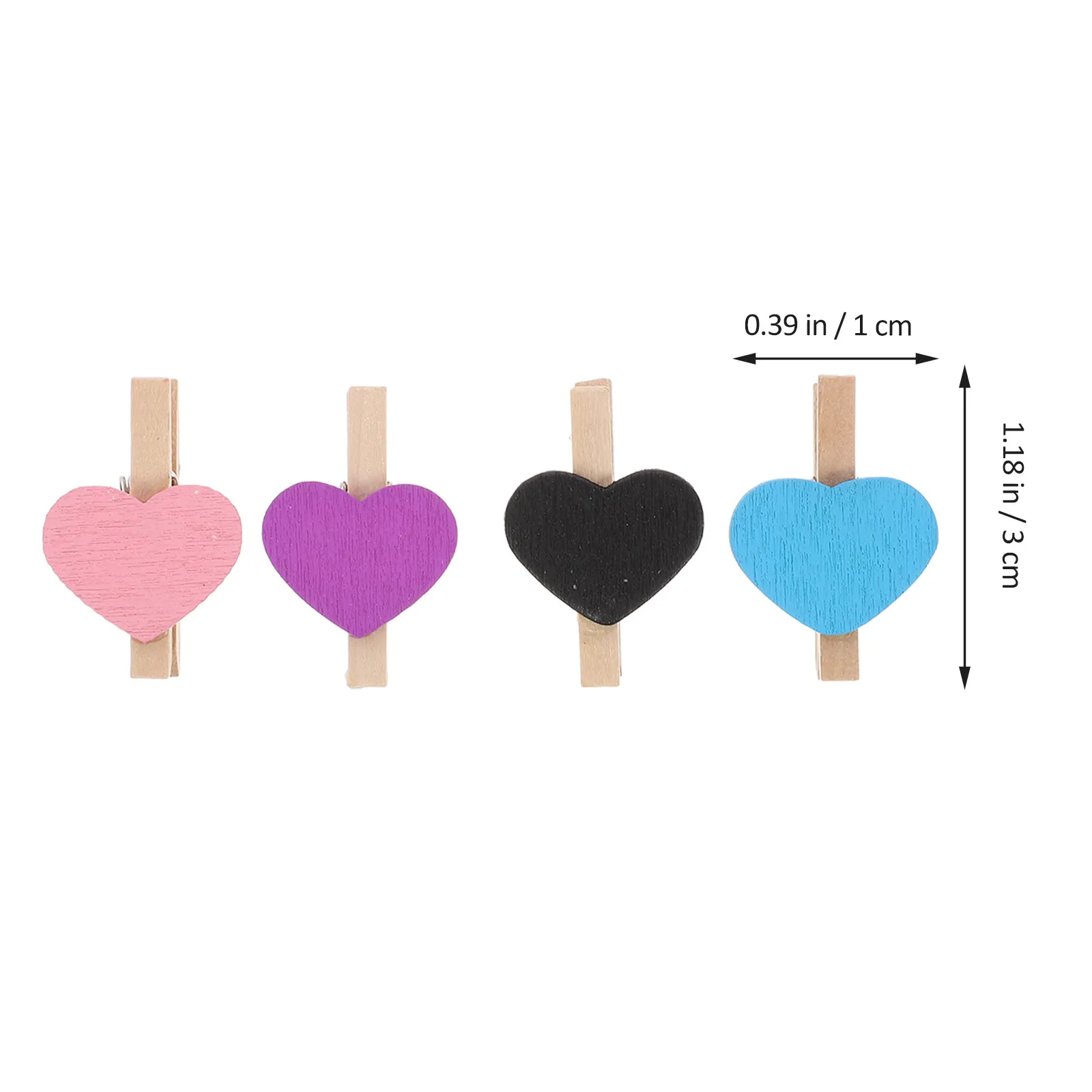 50Pcs Heart Shape Wooden Photo Clips 3x0.3cm Multifunctional Craft Wedding Home Office Decoration Premium Eco Friendly Photo