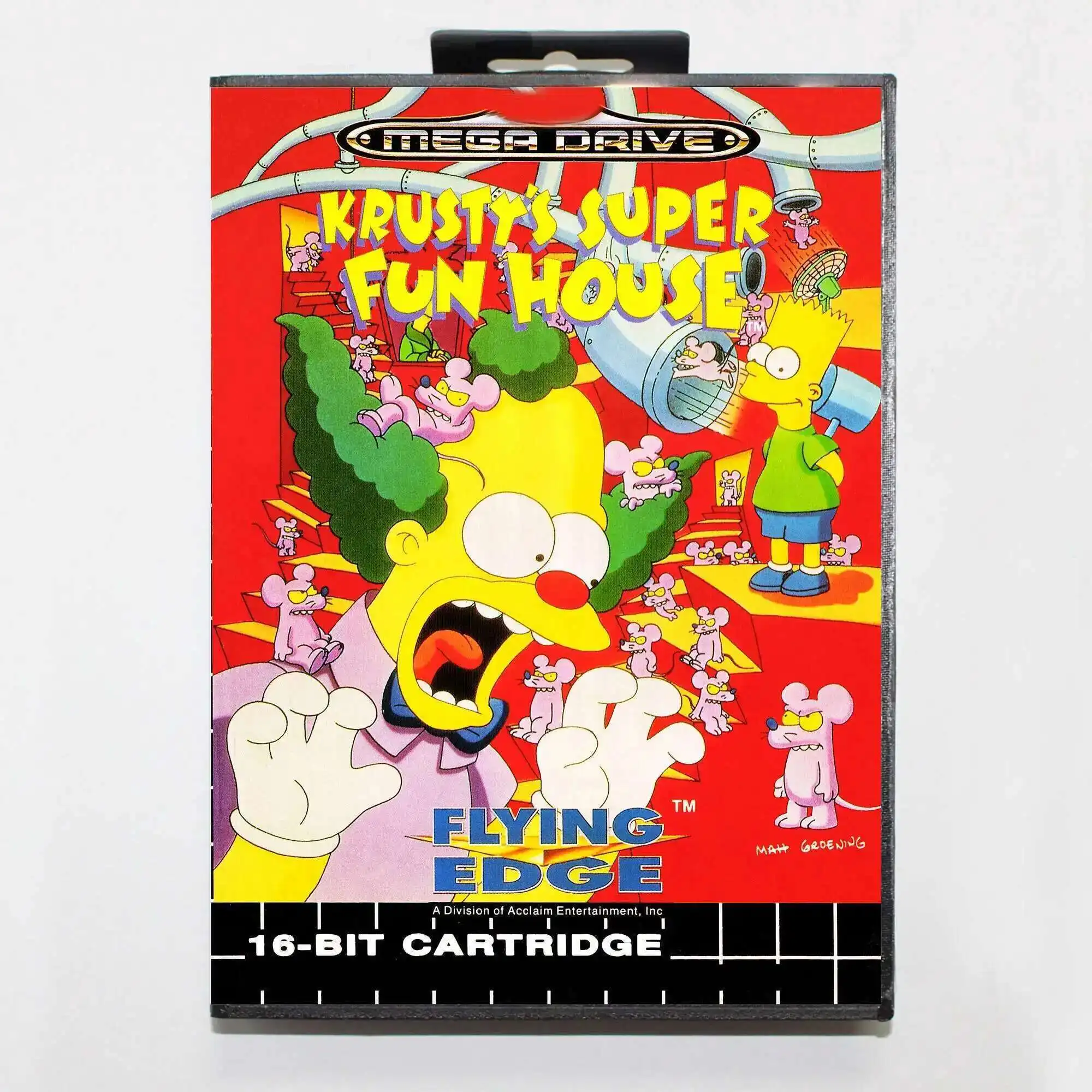 بطاقة ألعاب Krusty's Super Fun House MD مع صندوق أوروبي لنظام Sega Megadrive Genesis 16 بت