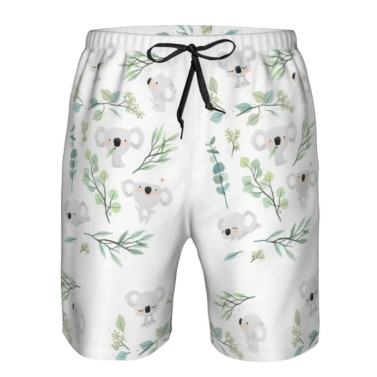 

Koala And Eucalyptus Pattern Trunks Beach Board Shorts Casual Quick Dry Swim Summer Men Pants
