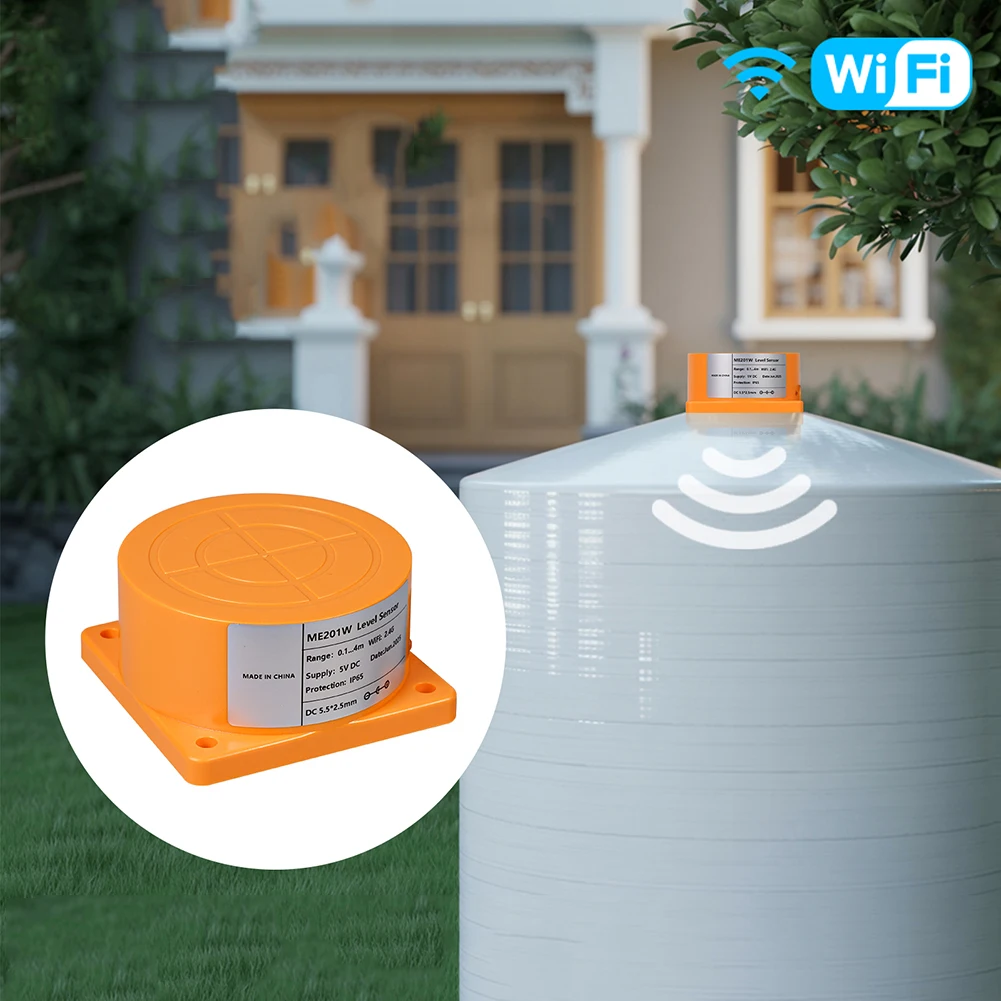실시간 알람 알림 기능이 있는 WiFi/ZigBee 초음파 수위 감지기 무선 물탱크 수위 센서 IP65 방수