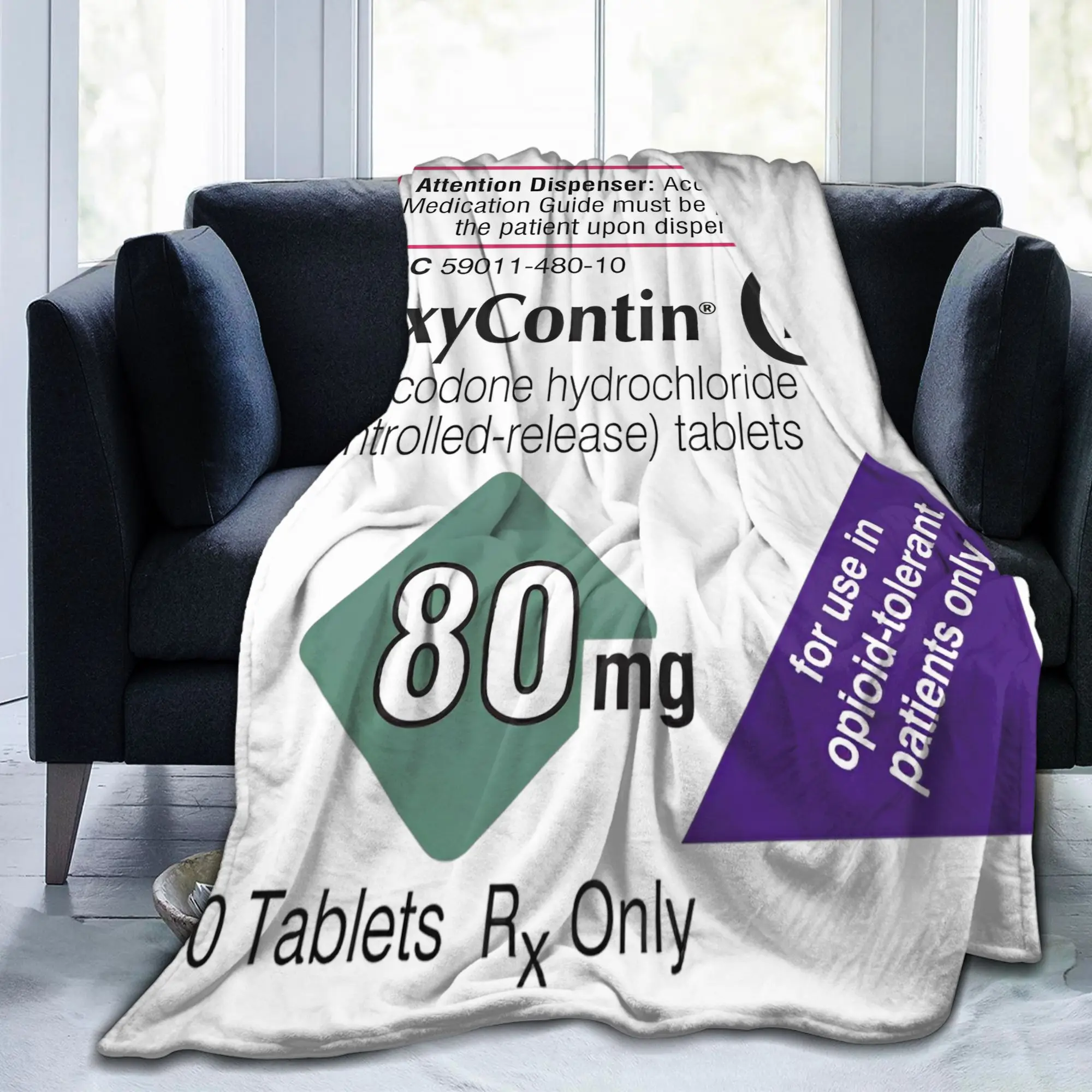 Oxycontin 80mg Label Knitted Blanket  Flannel Throw Blankets Bed Sofa Portable Lightweight Bedspread Multi-function