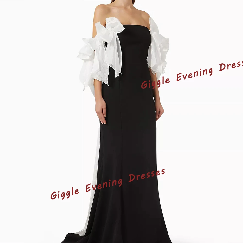 

Giggle Crepe Strapless Chiffon Bow Summer Elegance Prom Gown Saudi Arab Slit Floor-Length Evening Party Dresses for Women 2024