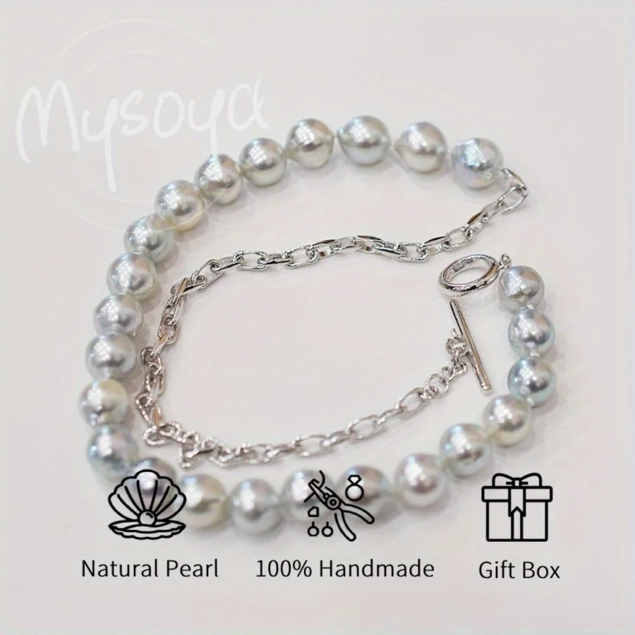 

Ожерелье MYSOYA из серого барочного жемчуга Акойя 7,5-8 мм с подарочной коробкой – подарок для него/нее на каждый день/на день рождения/на свадьбу/на годовщину