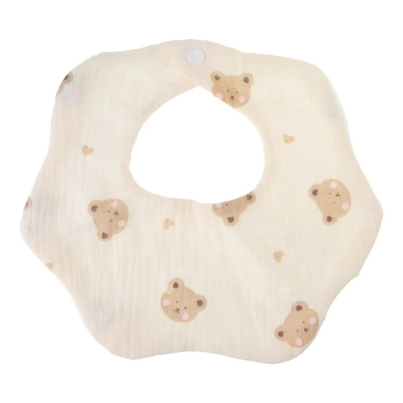 

652F Floral Feeding Bib Baby Burp Cloth Bib for 0-18Month Infant Gender Neutral Gauze Cotton Teether Drooling Bib for Newborn