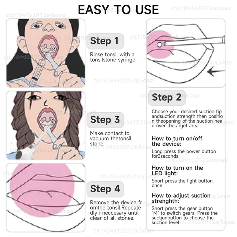 Electronic Tonsil Stone Removal Kit Automatic Oral Care Tonsil Stone Remover Vacuum Mouth Cleaner for Oral Hygiene