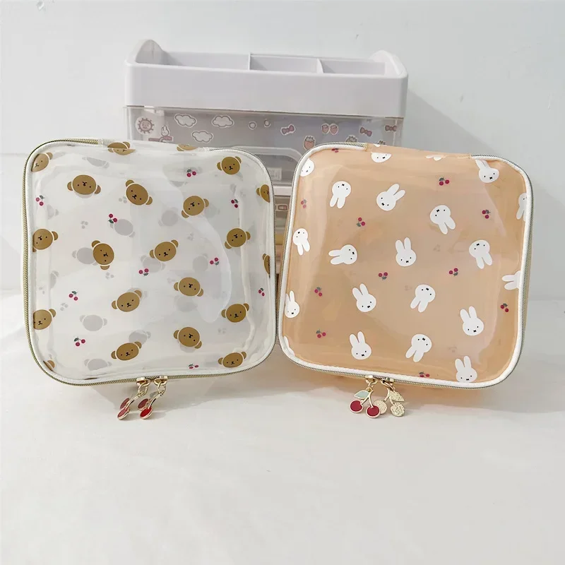 

Miffys Rabbit Transparent PVC Printing Square Makeup Bag Large Capacity Portable Wash and Gargle Storage Bag Female Anime Kawaii