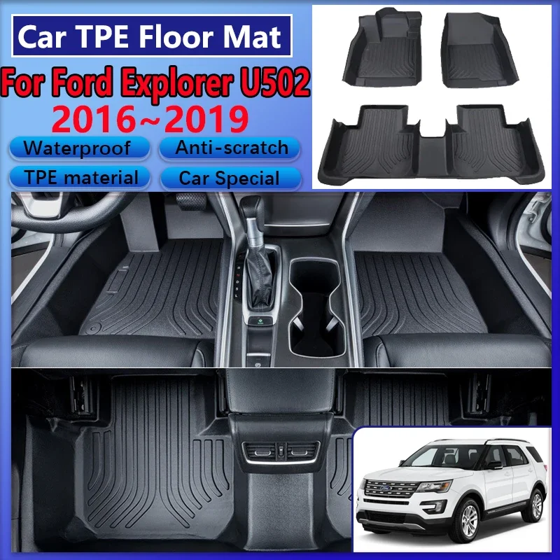 

Car Rear Floor Mats For Ford Explorer U502 2016 2017 2018 2019 Accessories TPE Waterproof Leather Mud Carpet Cover LHD Foot Pads