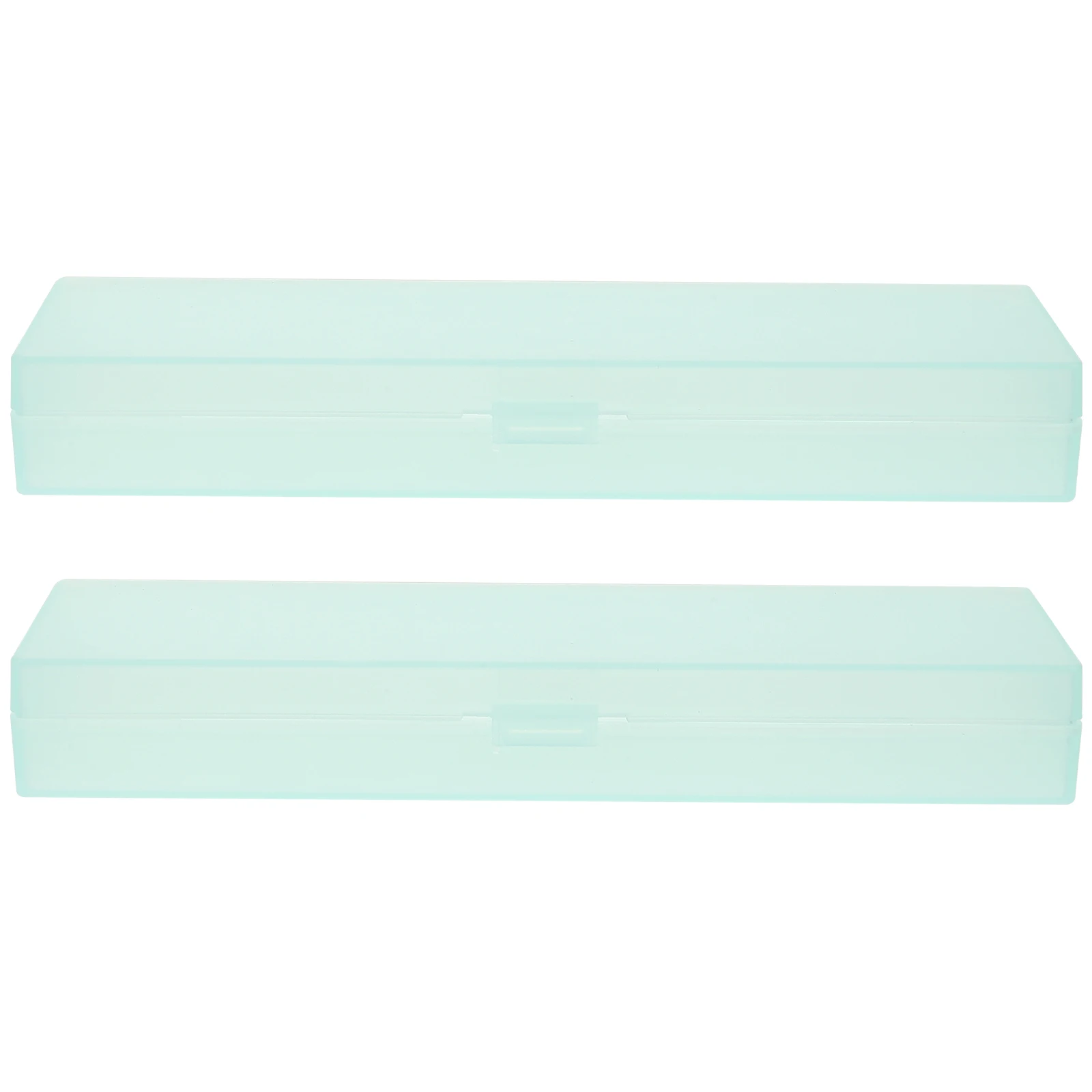 

2pcs Transparent Pencil Case Clear Plastic Storage Box 19.5X6.5X2.5Cm Green Durable Light Portable For School Student Travel