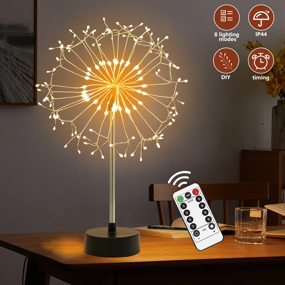 Árvore Luz Noturna com Controle Remoto, Candeeiro de Mesa Fada, Moderna Luz Criativa Noturna, Decoração do Quarto, Festa de Casamento, Natal, 120LEDs, Novo