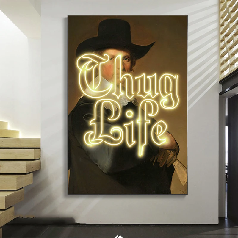 Vintage Thug Life Words Canvas Paintings European Noble Gentlemen Posters Prints Wall Art Picture for Living Room Decor Cuadros