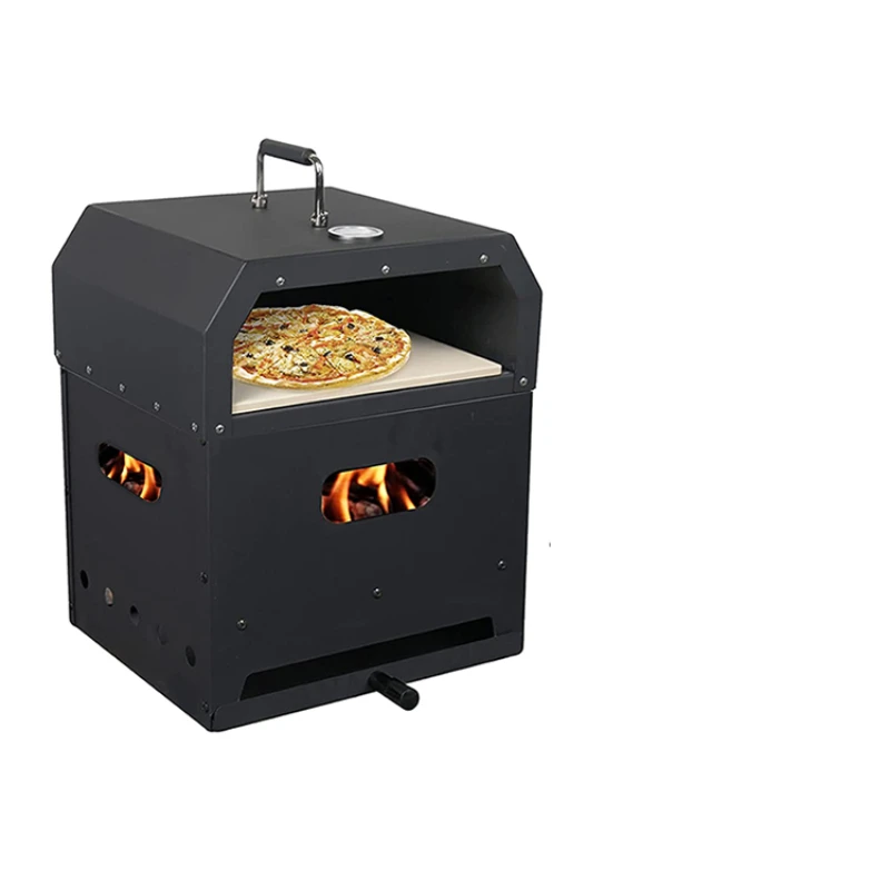 Outdoor wood charcoal stone fire pizza oven kit wit BBQ griller