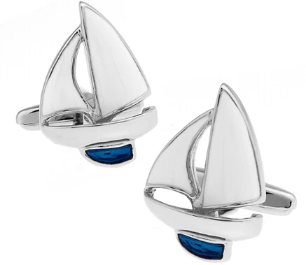 Cufflinks Retail Novelty Sail Design Blue White Color Sport Series Cufflinks For Men Cuff Links Wholesale&retail