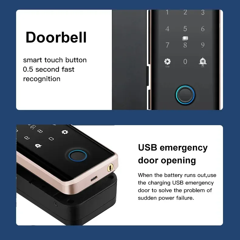 Smartier Smart Glass Door Lock Wifi Remote Control Tuya App Office Lock Card Digital Biometric Fingerprint Door Lock