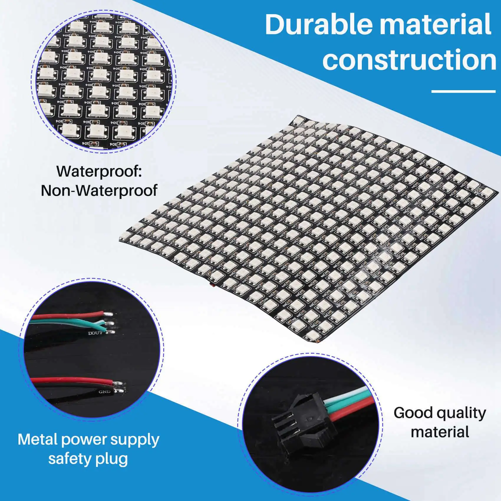 【SURPISE】4X WS2812 RGB LED Matrix Panel Individually Addressable Flexible For Video Display, DC5V (16X16)