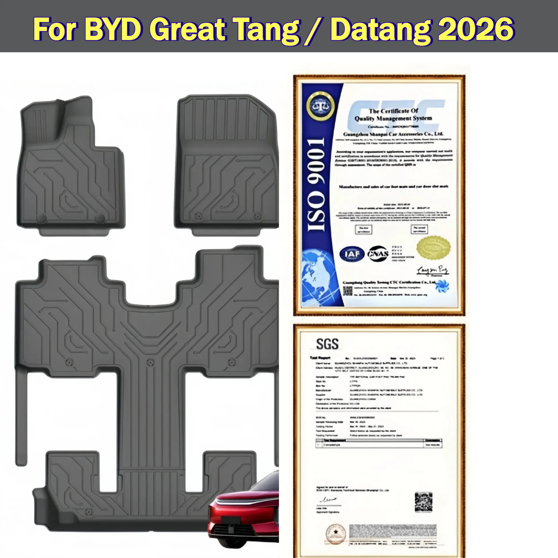 For BYD Great Tang / Datang 2026 Car Floor Mats TPE Waterproof Anti-Slip Odorless Interior Protective Pad Modified Accessories