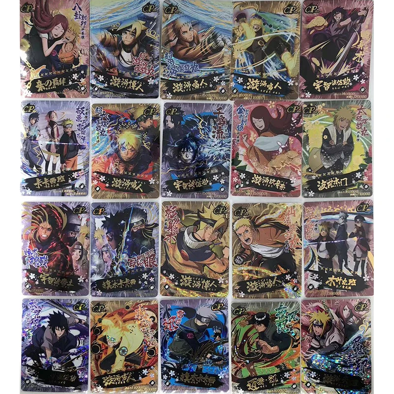 Anime NARUTO Rare CP Flash Card Uzumaki Naruto Uchiha Sasuke Kakashi Collection Games Toys Solitaire Christmas Birthday Presents