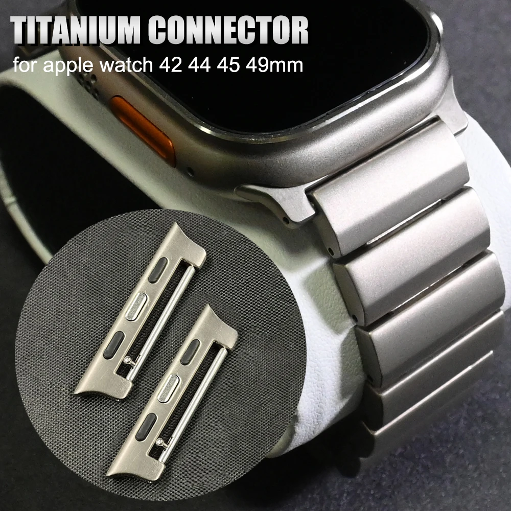 Luxury Titanium Connector for Apple Watch Ultra 49mm 45mm 44 42mm Accessories Curved Adapter for iWatch Series 8 7 6 5 4 Se Band