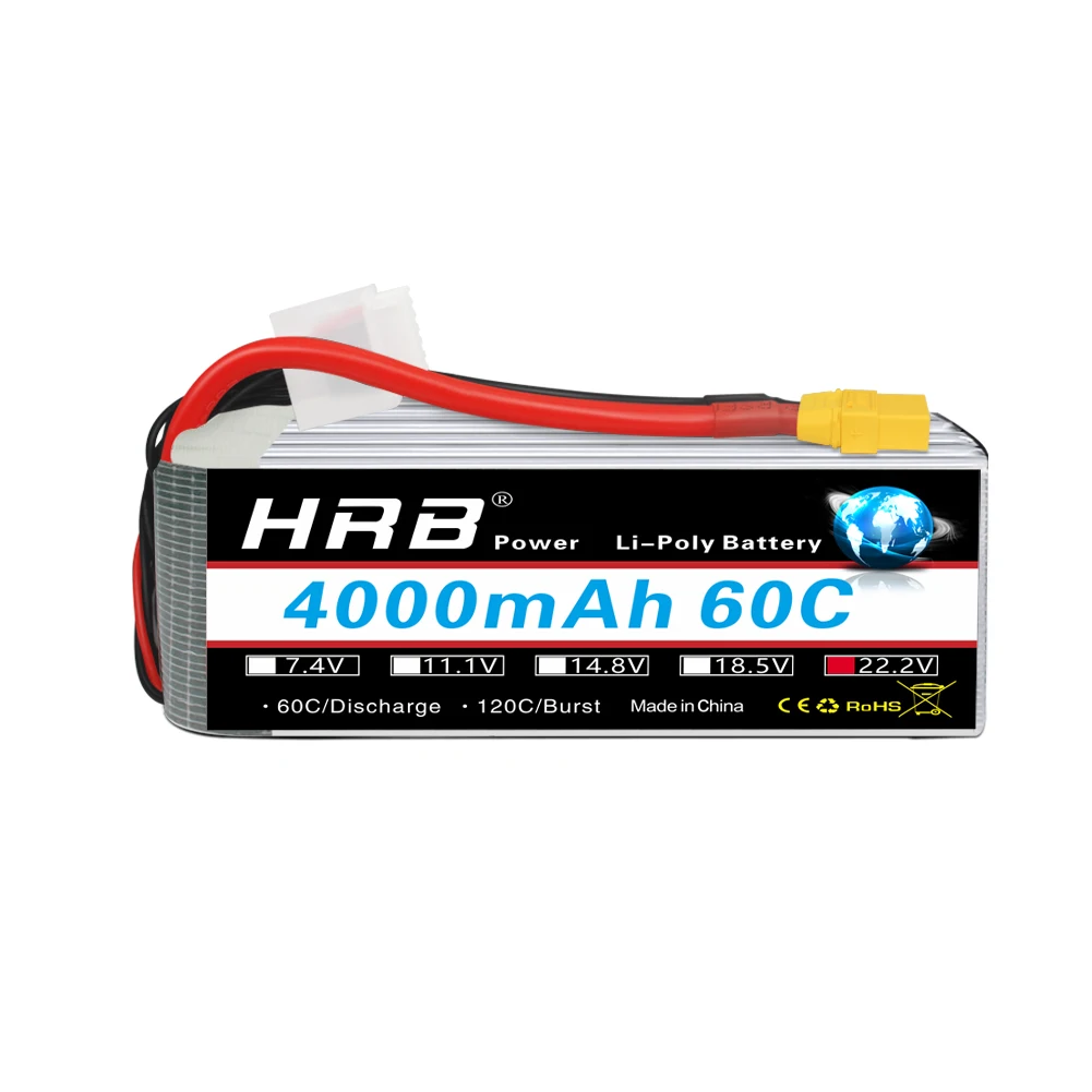 1/2pcs HRB 6S Lipo Batterij 22.2V 4000mah Drone Batterij 60C XT90 Connector EC5 plug voor RC Auto Drones RC Helicopter Vliegtuig