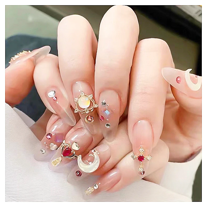 10 pçs marinheiro lua manicure liga brilhante colorido diamante decoração de unhas linda menina guerreiro metal acessório da arte do prego