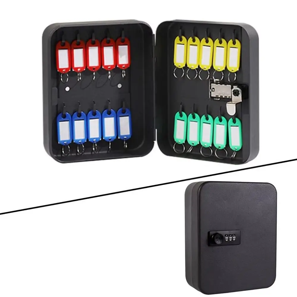 20 Key Hooks Combination Key Cabinet Key/Code Lock Wall Mounted Key Storage Lock Box Convenient Easy Installation