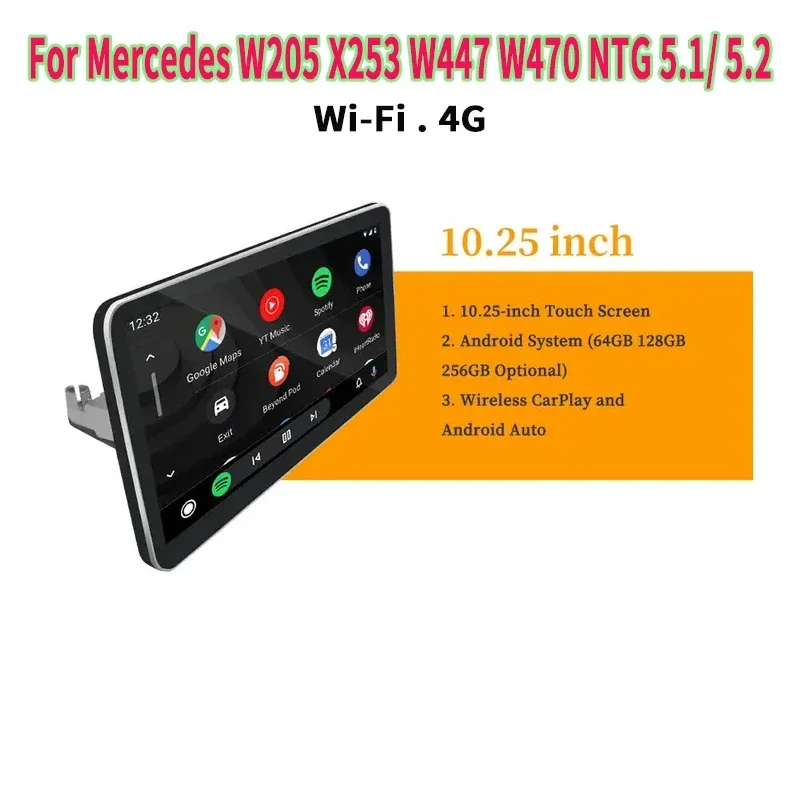 8-core android navigation wireless carplay12.25” large screen wireless android automatic Android 14 For Mercedes W205 X253 W447