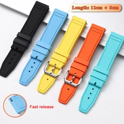 20mm 22mm Natural Rubber Strap Fast Release Colorful Steel Folding Buckle Flat-end for Military Pilot Premium Rubber Watchband