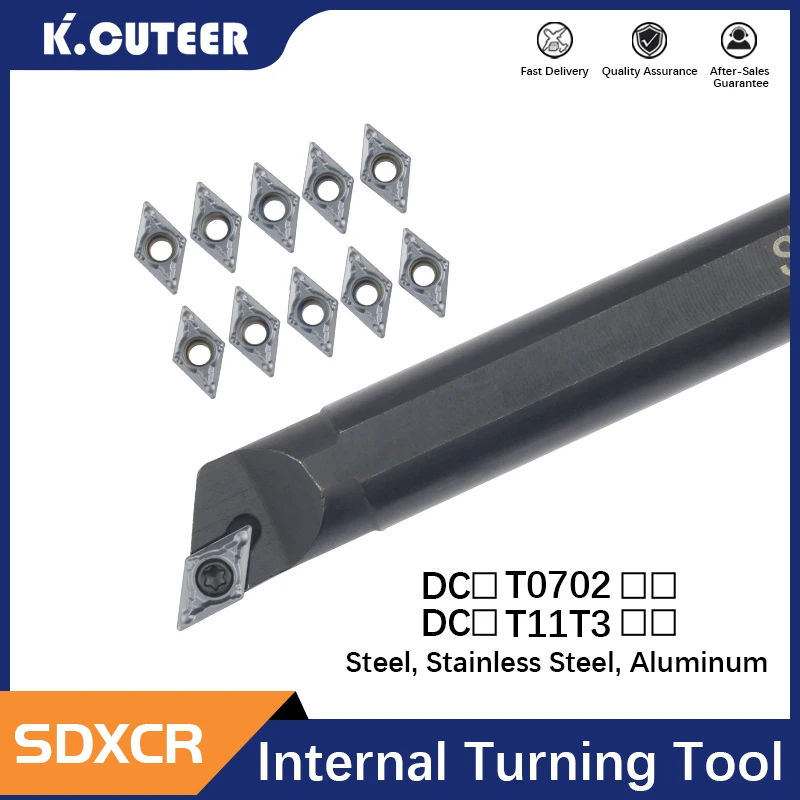 1PC S08K-SDXCR07 S16Q-SDXCR07 S25S-SDXCR11 Internal Turning Tool Holder DCMT Carbide Inserts Lathe Bar CNC Cutting Tools Set