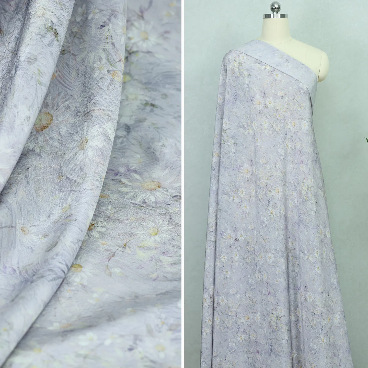 High Quality Gray Purple Silk Crepe De Chine Silkworm Fabric Clothing Designer Shirt Dress Cloth