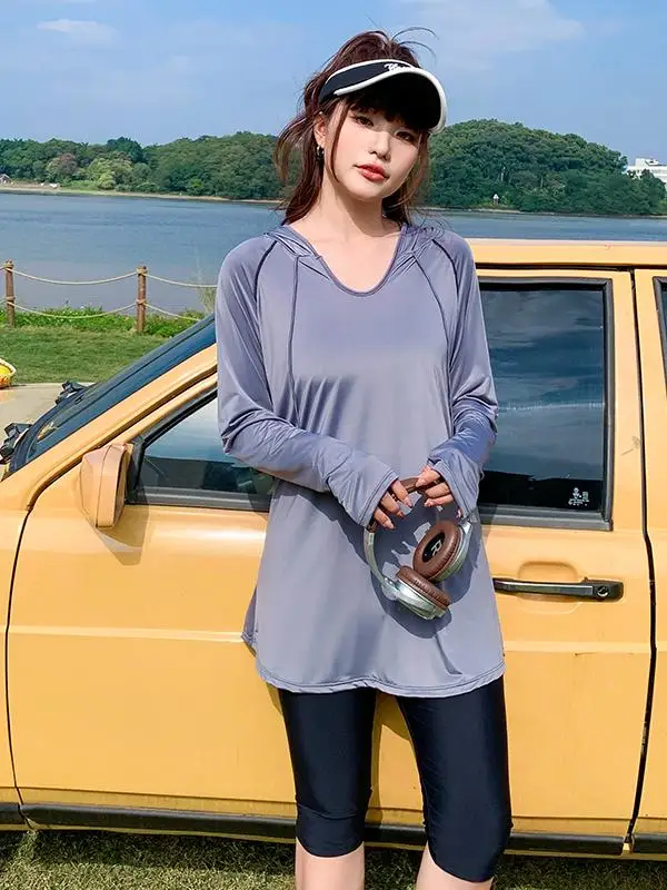 

plus Size Five-Quarter Pants Thermal Spring Swimwear Casual Surf Suit Long Sleeve Thermal Spring Suit Cover Belly Three-Piece...