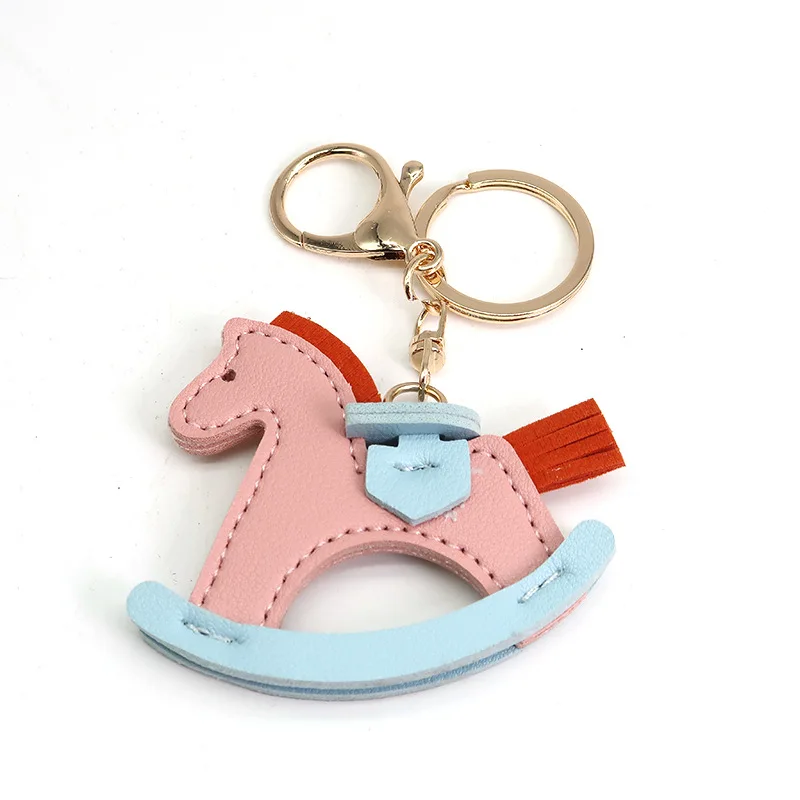 15pcsCute Lovely PU ecopelle Animal Hobbyhorse Horse portachiavi ciondolo portachiavi per auto donna ragazze borsa da scuola accessori per ciondoli