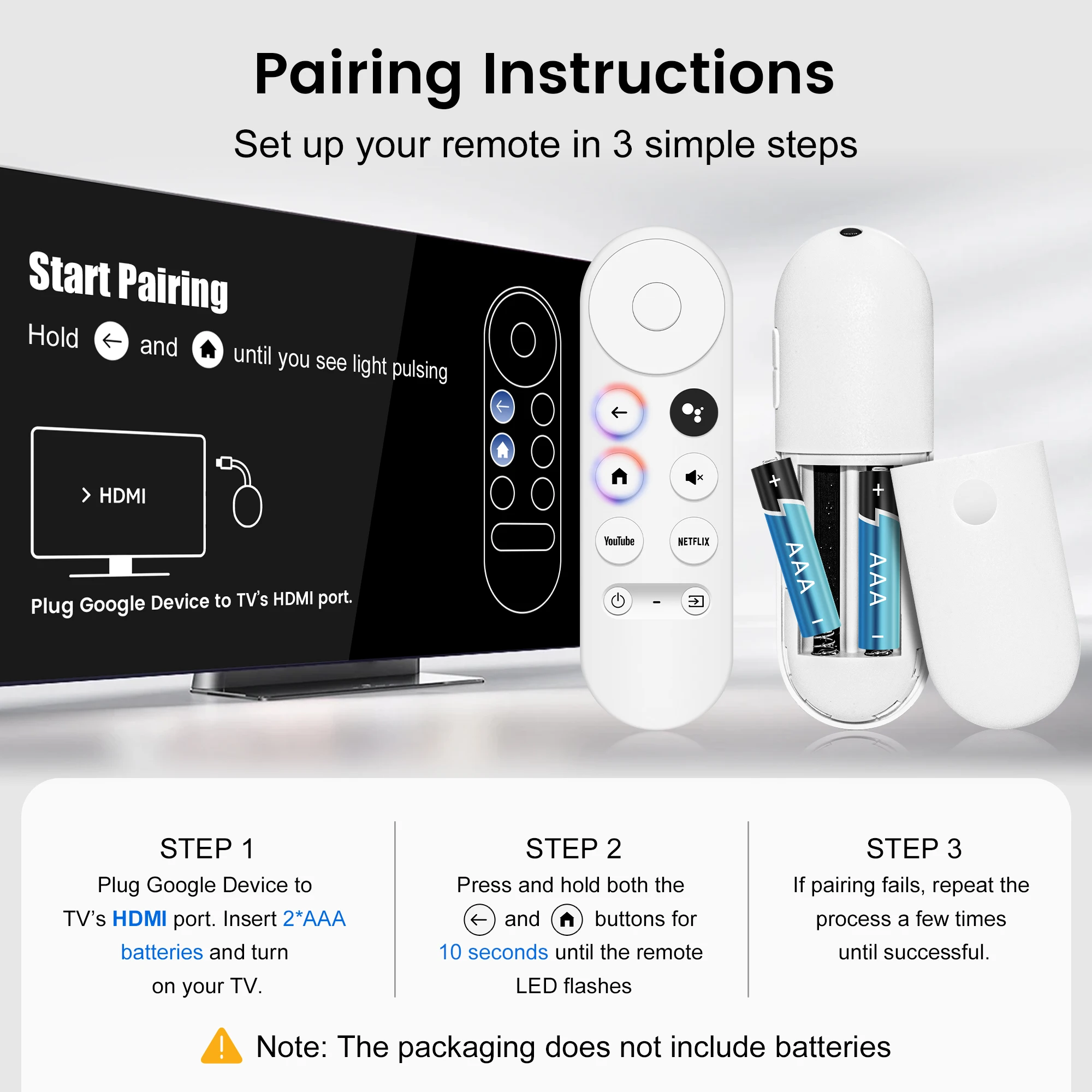 Ersatz-Sprachfernbedienung für Google Chromecast TV-Streamer 4K Kompatibel mit Streaming-Media-Player-Fernbedienung – Detail 6