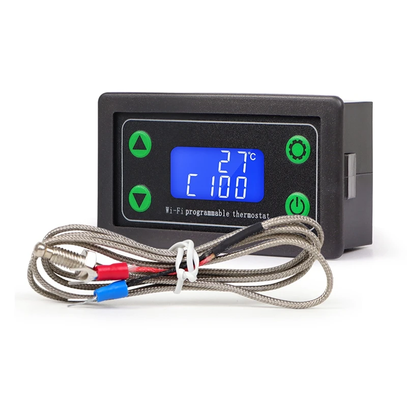 

Tuya WIFI High Temperature Controller Digital Programmable Thermostat K-Type Thermocouple -99-999 Degrees ZFX-TW01
