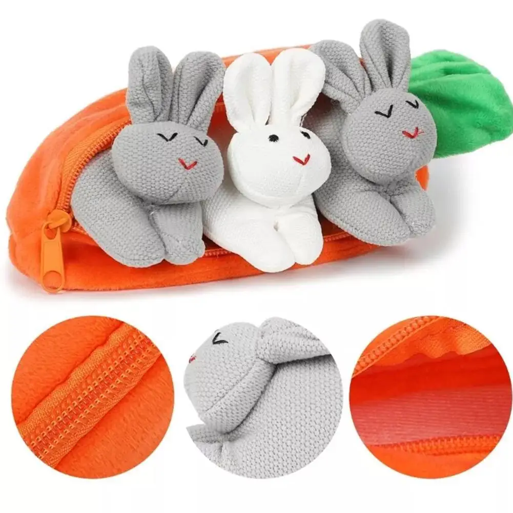 Creative Novelty Plush Carrot Purse Wallet Easter Bunny Purse Hide-and-Seek Bunnies in Carrot Bunnies in Carrot Purse Easter Bag