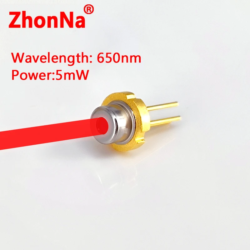 650nm 5mW Red Laser Diode, ZN-LDR-001, TO56 Package, DIY Optics Sensor, LED Light Emitting Tube for Electronic Design